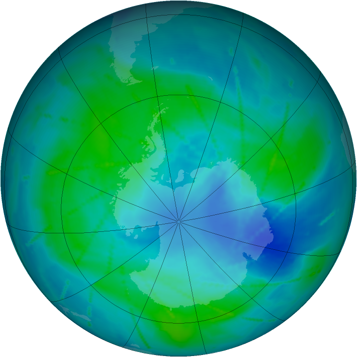 Antarctic ozone map for 16 February 2011